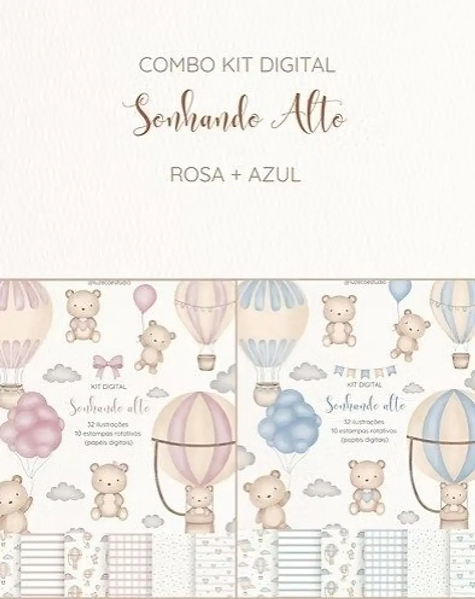 Arquivo Combo Kit Digital Sonhando Alto Rosa + Azul 1
