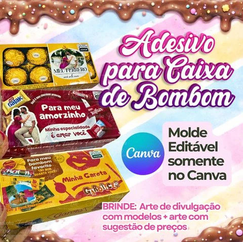 Arquivo de Corte Adesivo para Caixa de Bombom Páscoa