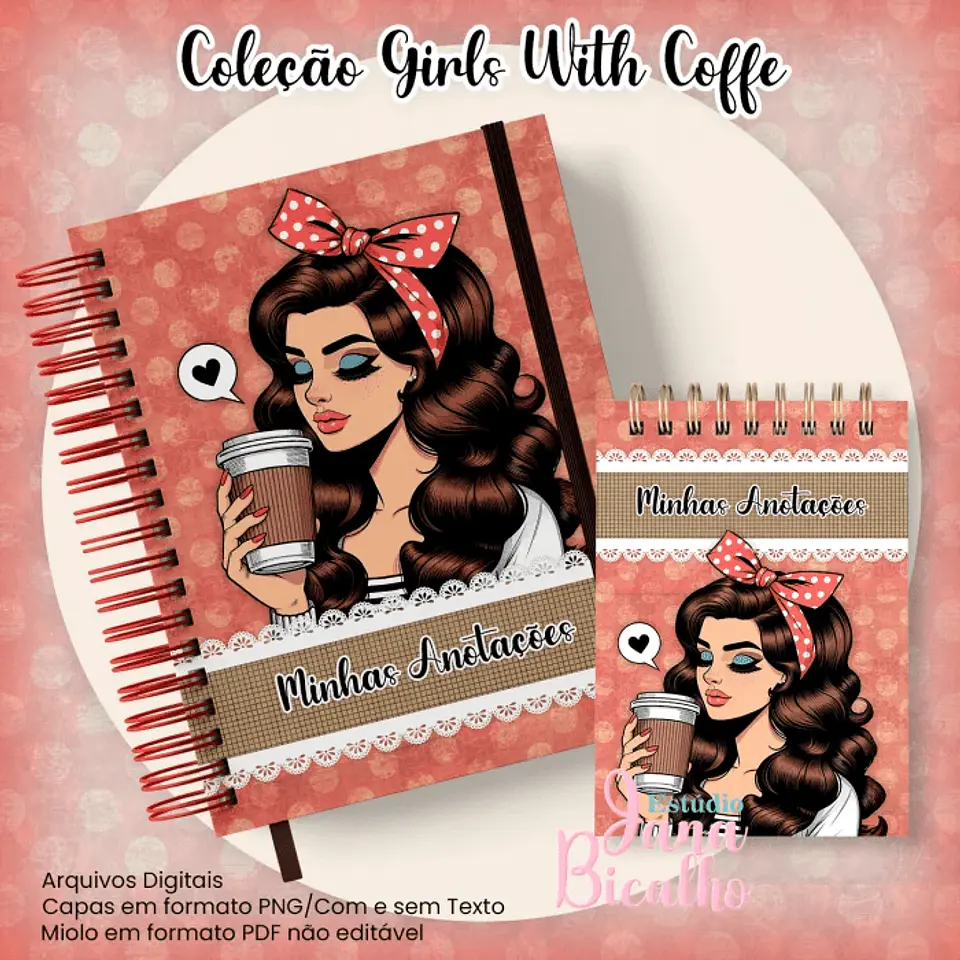 Arquivo Caderno Pautado A5+Bloquinho A6 – Coleção Girls With Coffe N8 1