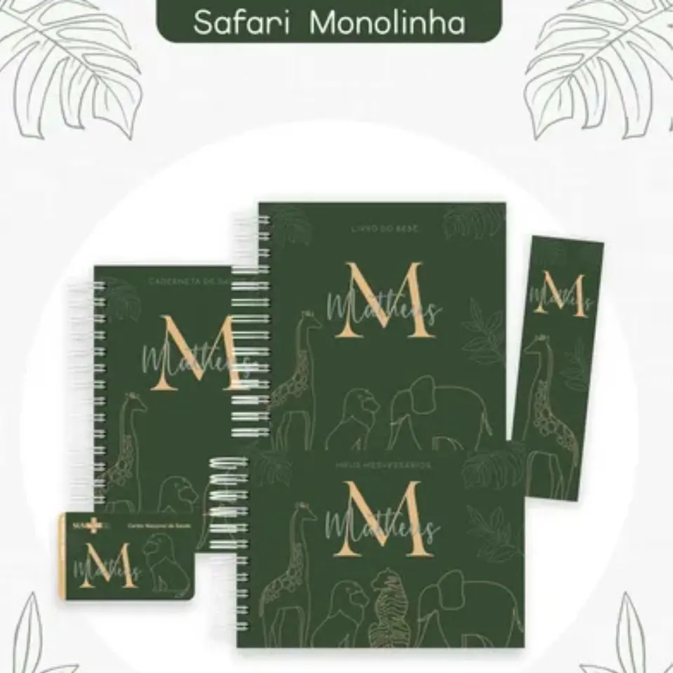 Arquivo Digital Caderneta + Livro do Bebê Safari Monolinha 1