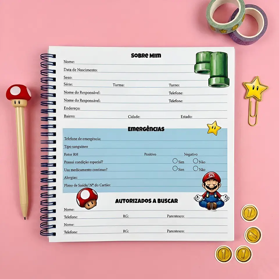 Arquivo Agenda 18x18 Super Mario 3