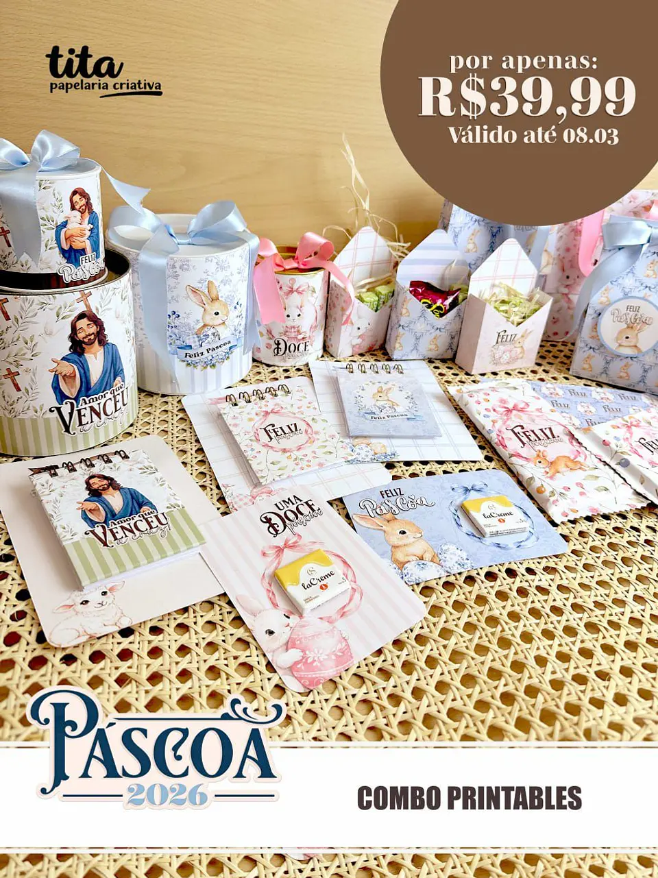 Arquivo Páscoa 2026 – Combo Printables ( Coelhos + Jesus ) 1