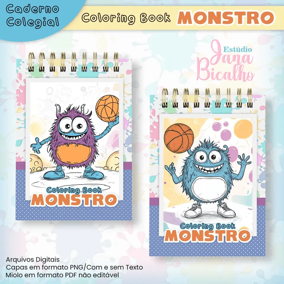 Arquivo Caderno Colegial Para Colorir Monstros 1