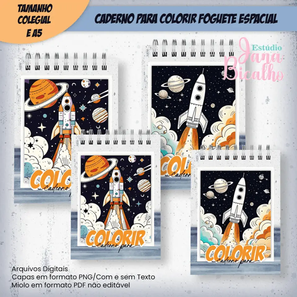 Arquivo Caderno Para Colorir Foguete Espacial – COLEGIAL e A5 1