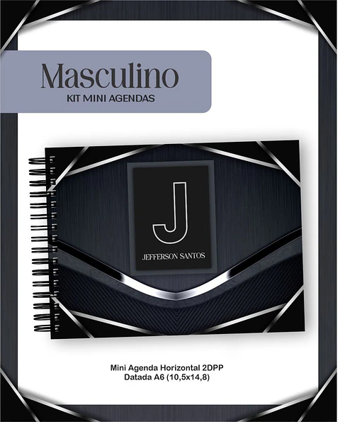 Arquivo Mini Agenda Horizontal A6 2026 - Masculino