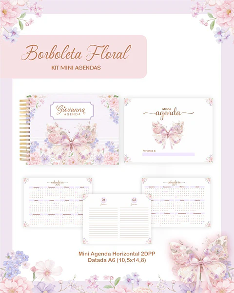 Arquivo Kit Mini Agendas Borboleta Floral