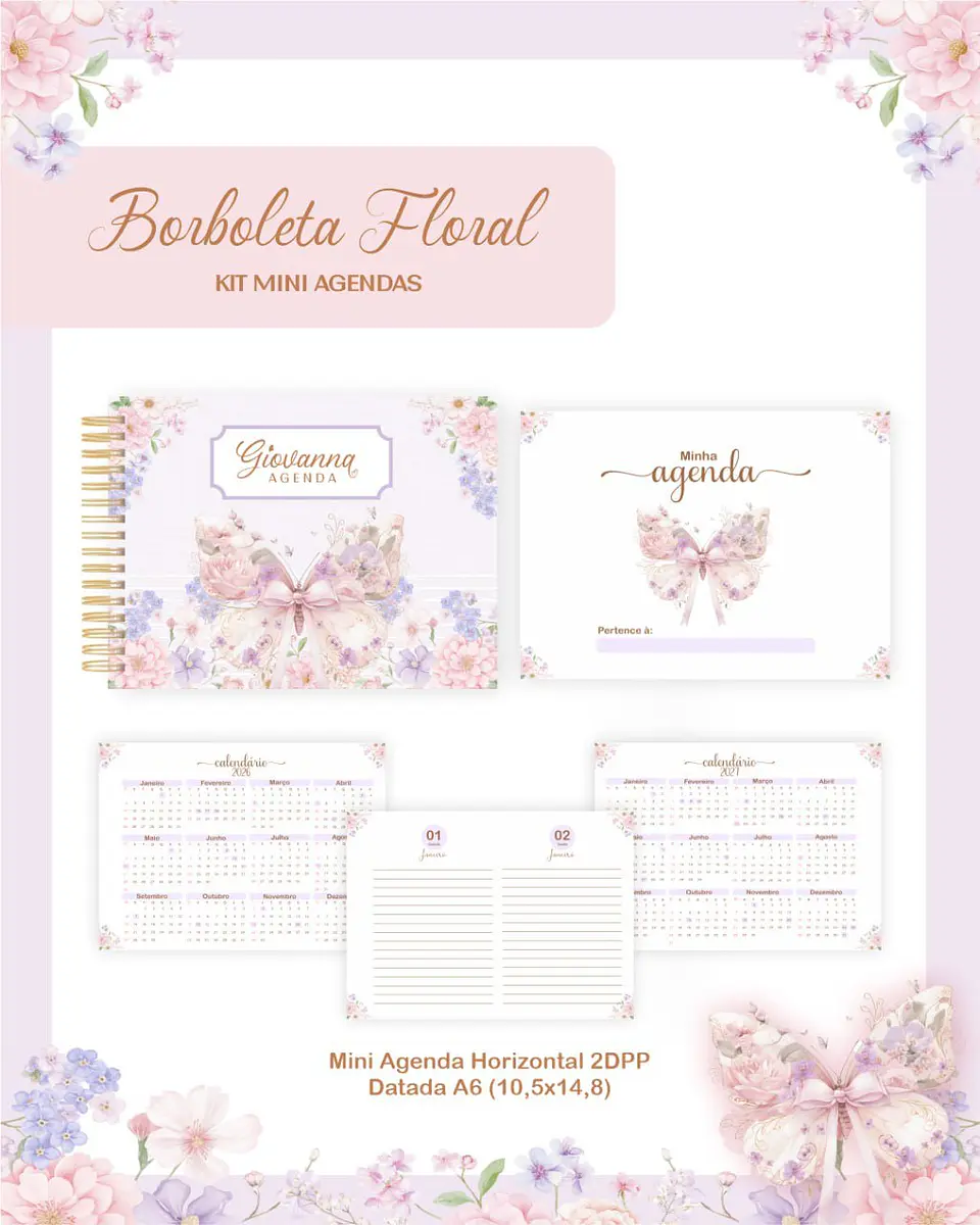 Arquivo Kit Mini Agendas Borboleta Floral 2