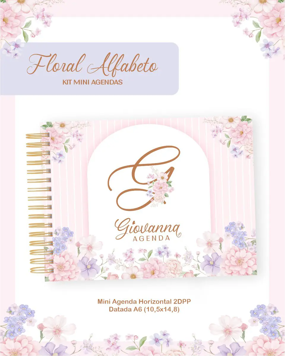 Arquivo Kit Mini Agendas Floral Alfabeto 1