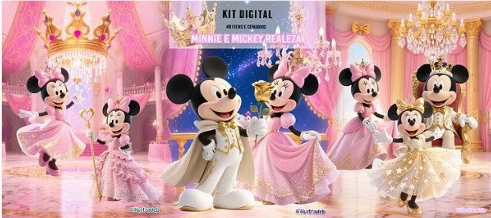 Arquivo Kit Digital Mickey e Minnie Realeza 1