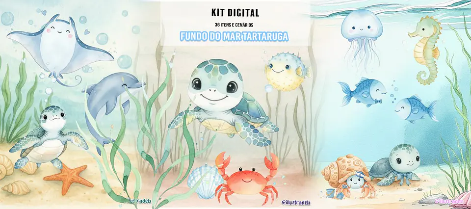 Arquivo Kit Digital Fundo do Mar Tartaruga 1