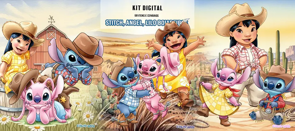 Arquivo Digital Kit Digital Stitch, Angel e Lilo Boiadeiras 1