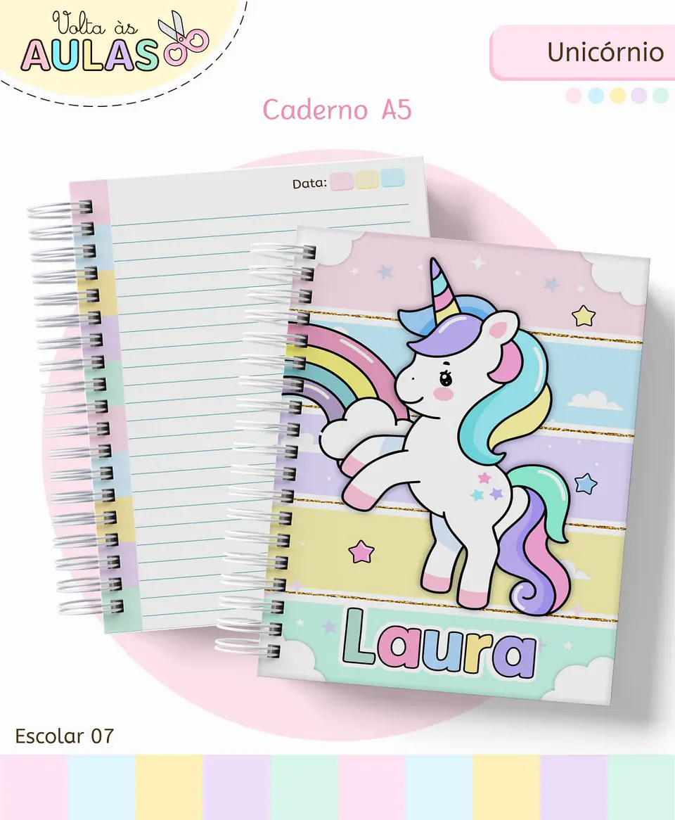 Arquivo Digital Pack Volta ás Aulas Escolar 2026 Unicórnio 3