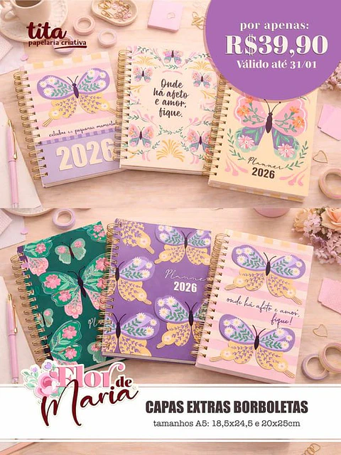 Arquivo Digital Pack Capas Borboletas Dia das Mulheres Flor de Maria