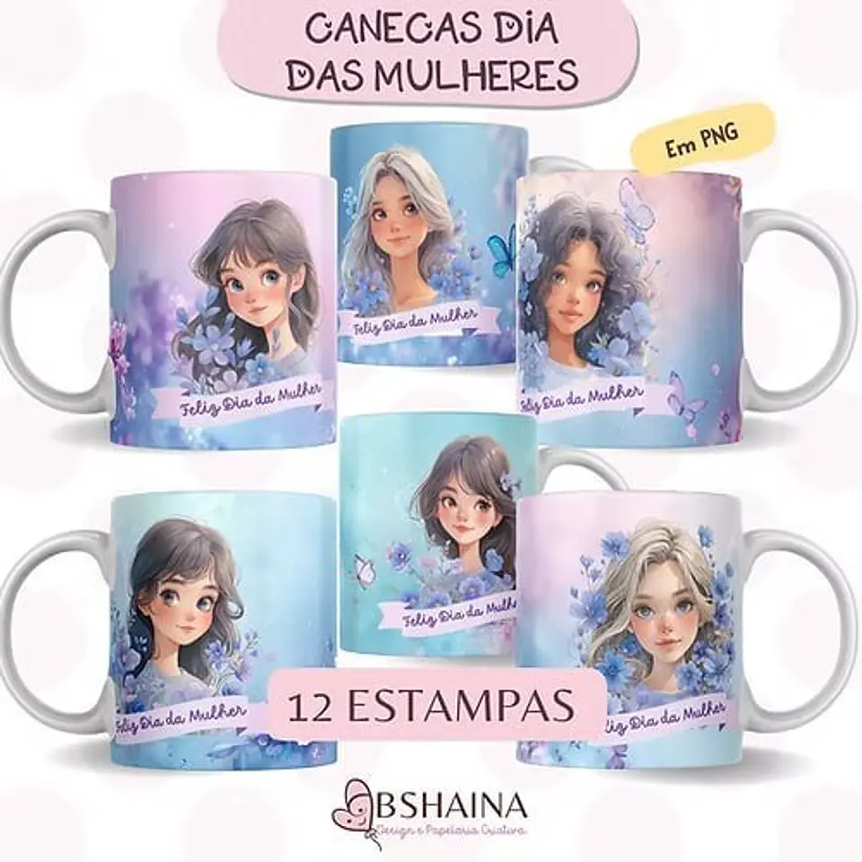 Arquivo Digital Canecas Dia da Mulher Aquarela 1