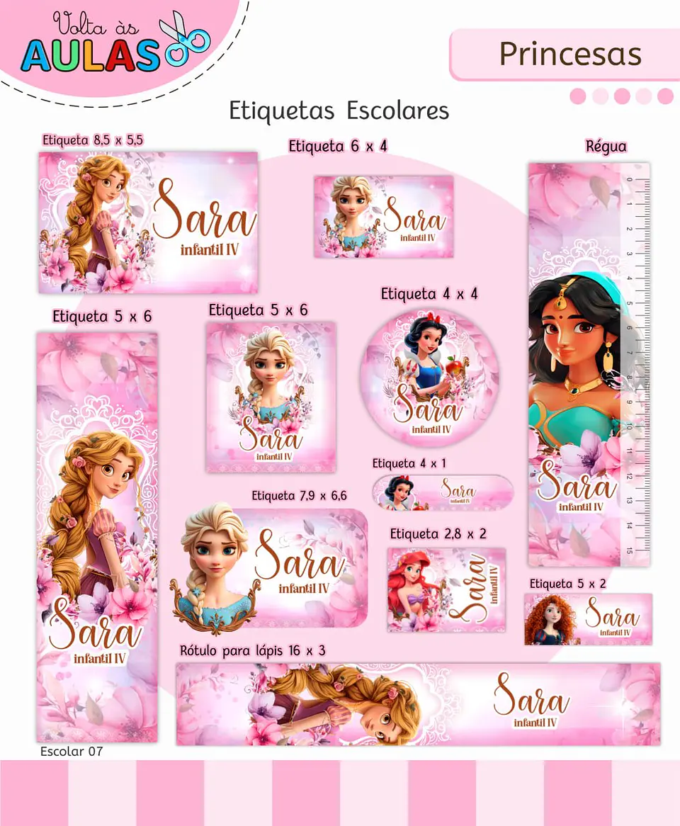 Arquivo Digital Pack Volta ás Aulas Escolar 2026 Princesas 4