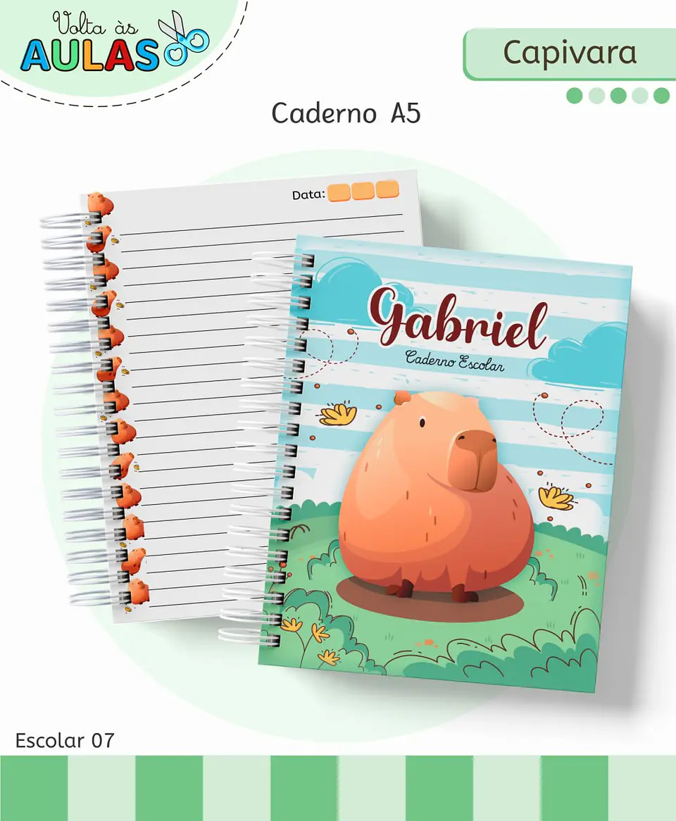 Arquivo Digital Pack Volta ás Aulas Escolar 2026 Capivara Menino 1