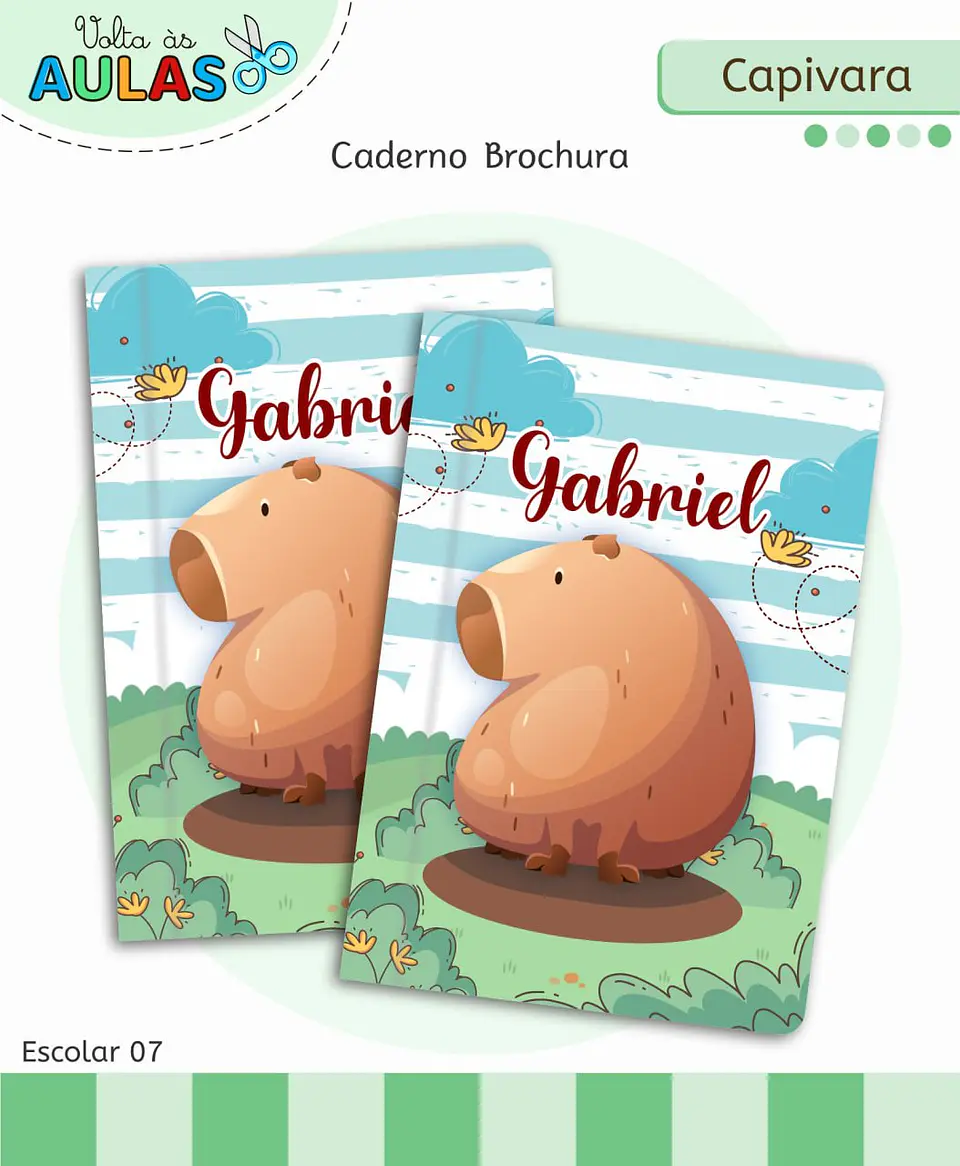 Arquivo Digital Pack Volta ás Aulas Escolar 2026 Capivara Menino 2