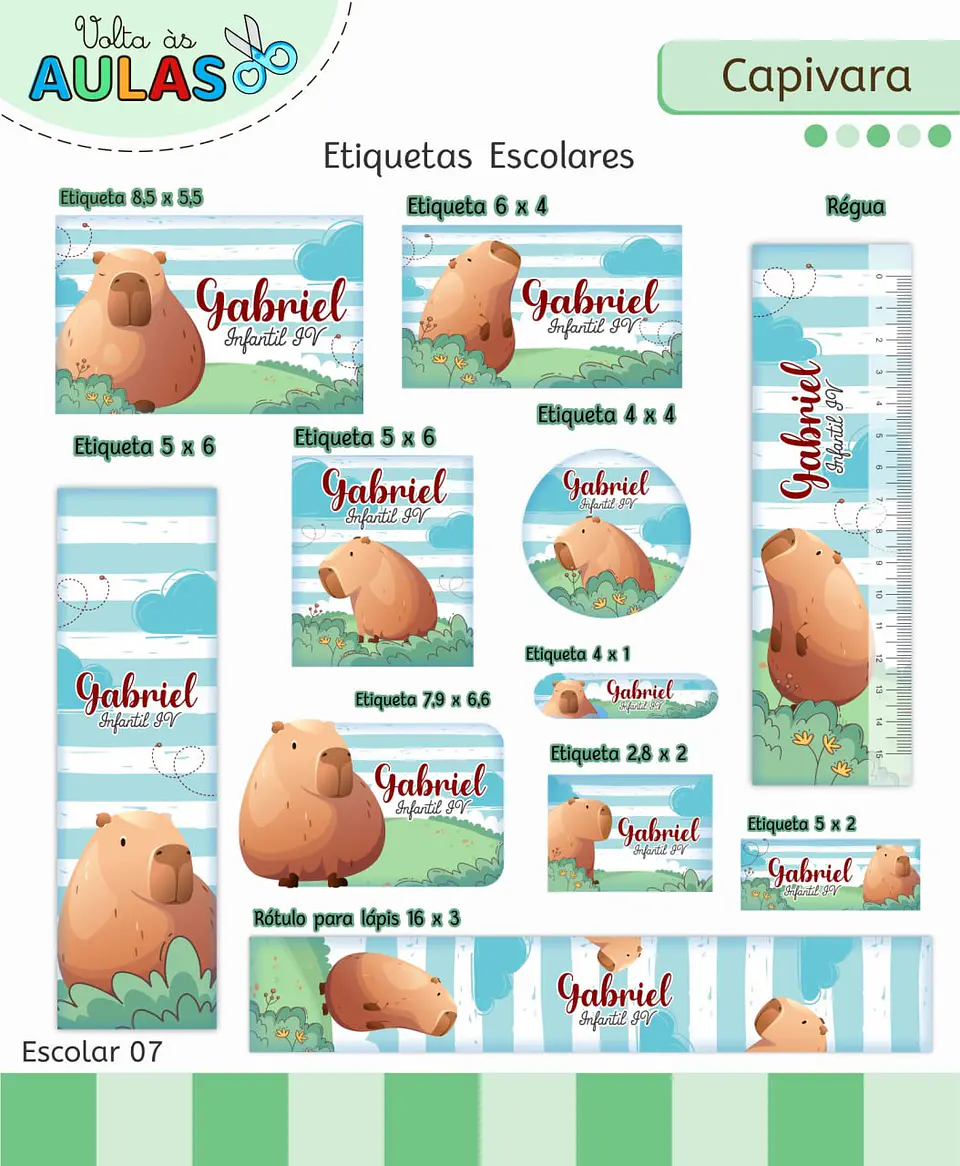 Arquivo Digital Pack Volta ás Aulas Escolar 2026 Capivara Menino 3