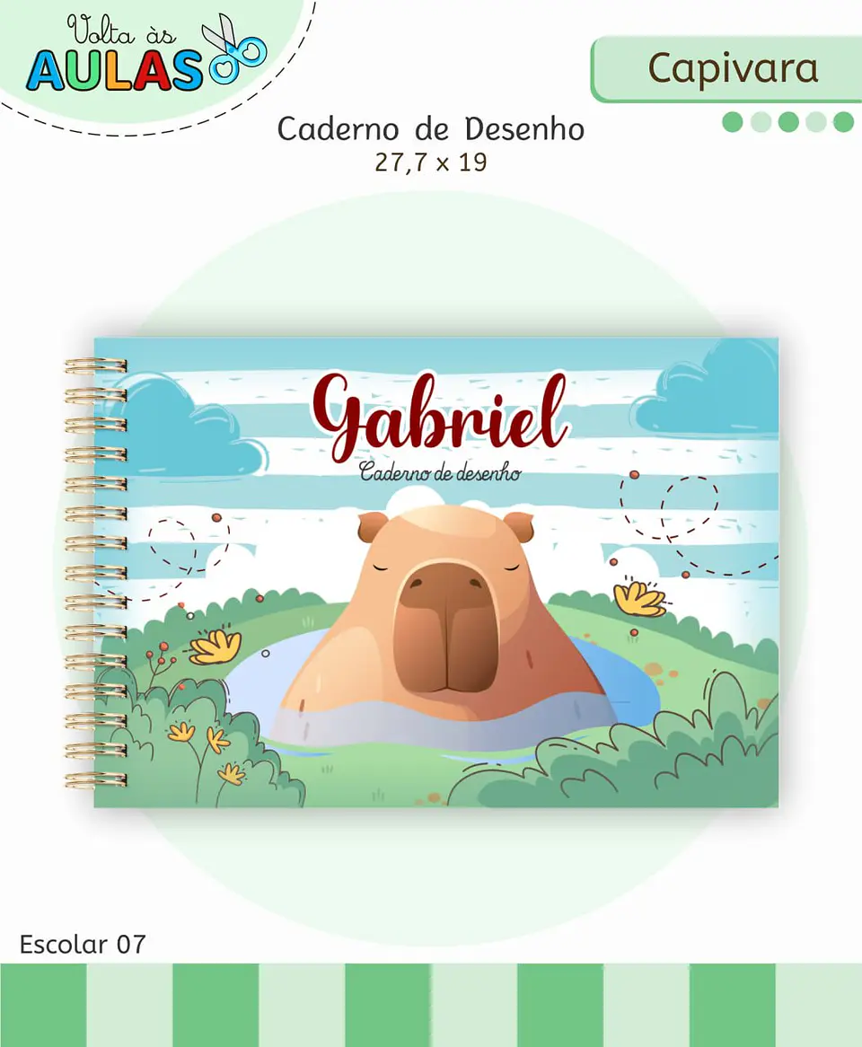 Arquivo Digital Pack Volta ás Aulas Escolar 2026 Capivara Menino 4