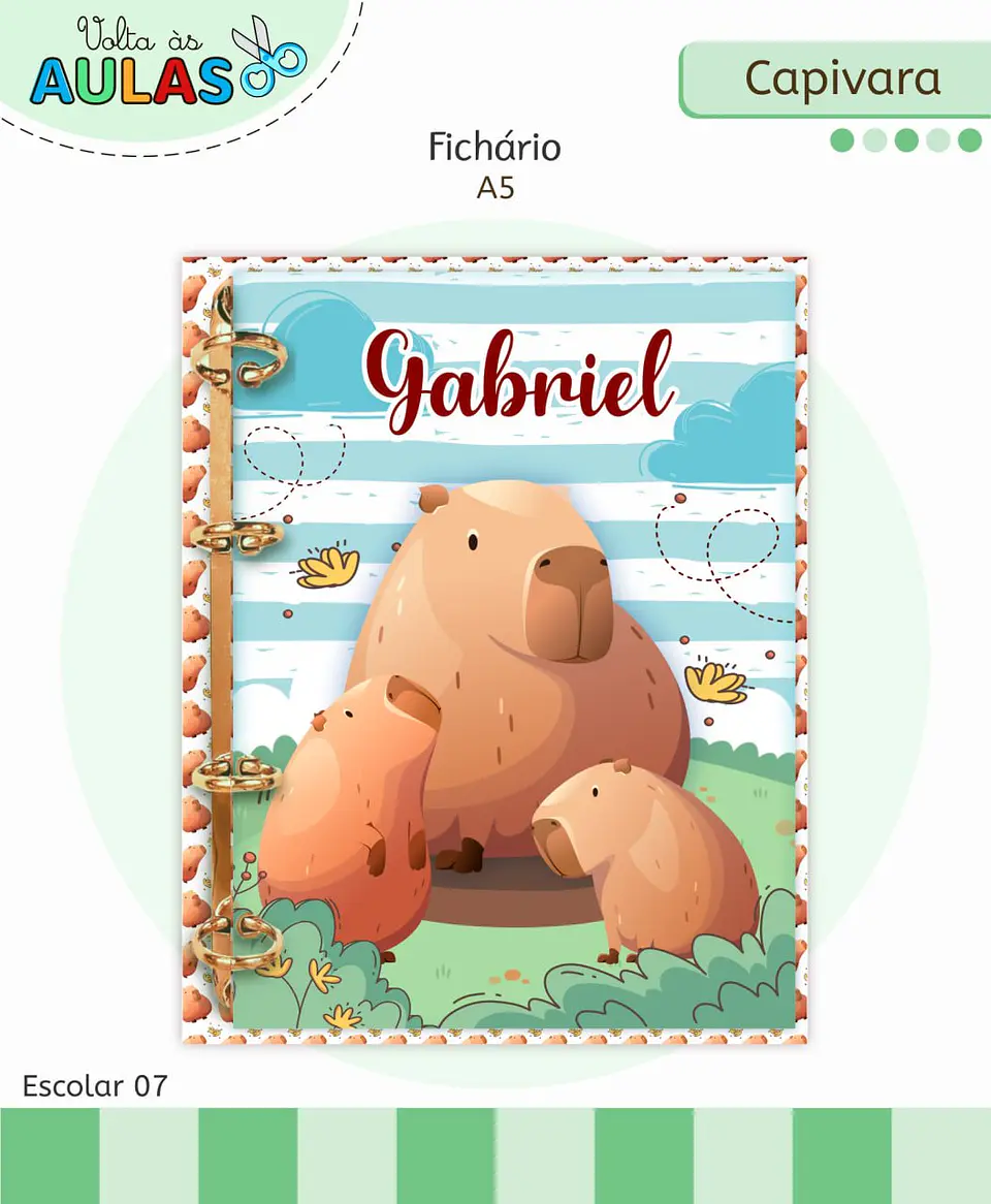 Arquivo Digital Pack Volta ás Aulas Escolar 2026 Capivara Menino 6