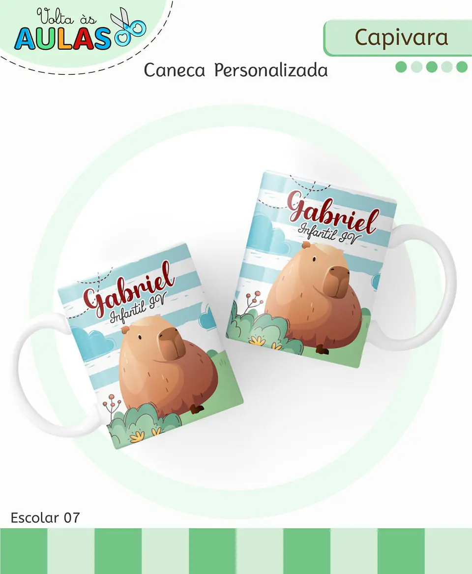 Arquivo Digital Pack Volta ás Aulas Escolar 2026 Capivara Menino 8