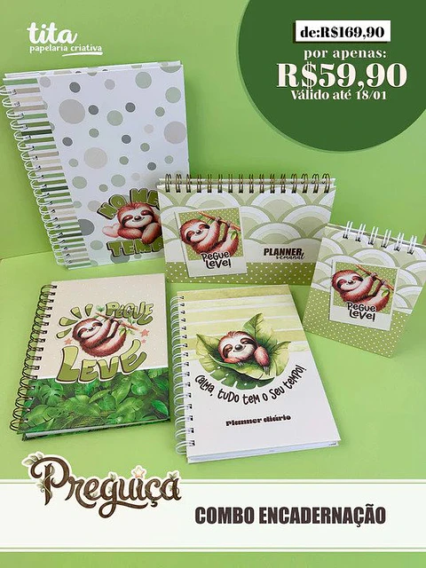Arquivo Digital Combo Encadernação Preguiça