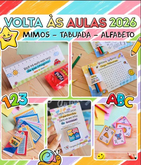 Arquio de Corte Volta ás Aulas 2026 Mimos - Tabuada - Alfabeto