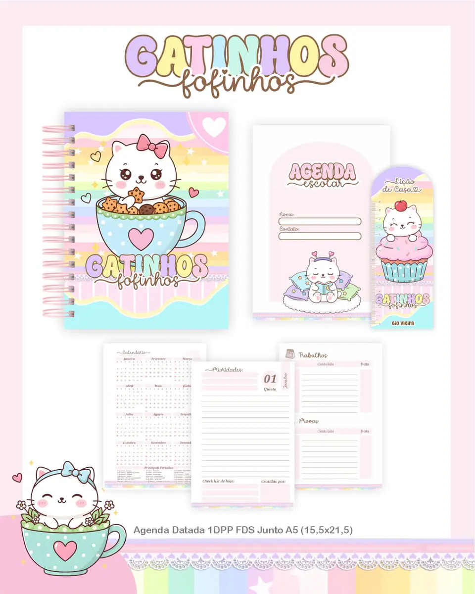 Arquivo Digital Pack Escolar 2.0 2026 Gatinhos Fofinhos 3