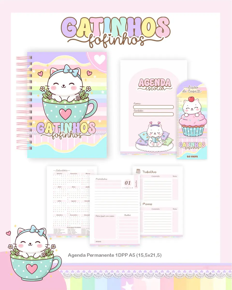 Arquivo Digital Pack Escolar 2.0 2026 Gatinhos Fofinhos 5