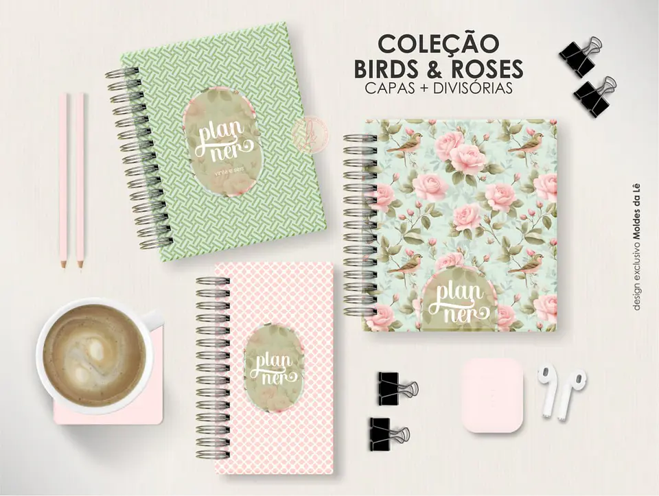 Arquivo Digital Coleção Birds & Roses Capas+Divisórias 1
