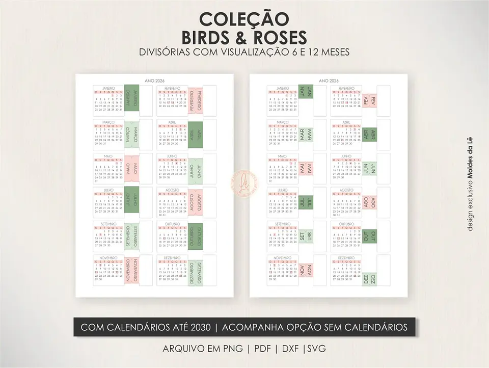 Arquivo Digital Coleção Birds & Roses Capas+Divisórias 4