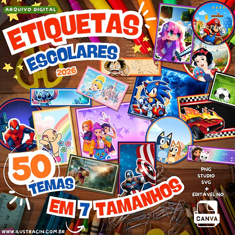 Arquivo Digital Pack Etiquetas Escolares 2026