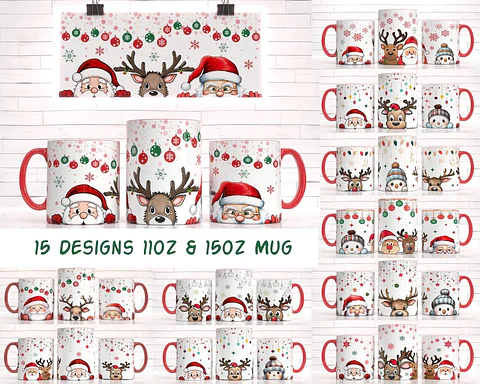 Arquivo de Corte Artes Caneca Natal PNG