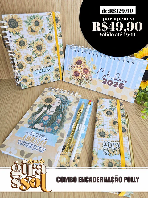 Arquivo Digital Combo Alma de Girassol Encadernação Polly