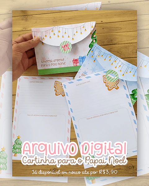 Arquivo Cartinha Papai Noel com envelope