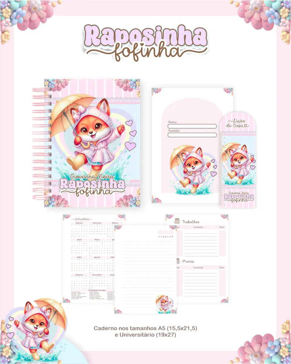 Arquivo Digital Pack Escolar 2.0 2026 Raposinha Fofinha 3