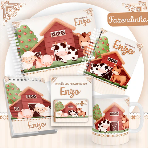 Arquivo Digital Pack Caderneta e Livro Fazendinha