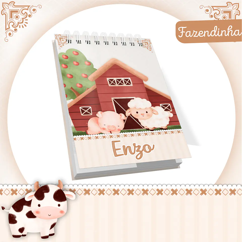 Arquivo Digital Pack Caderneta e Livro Fazendinha 3