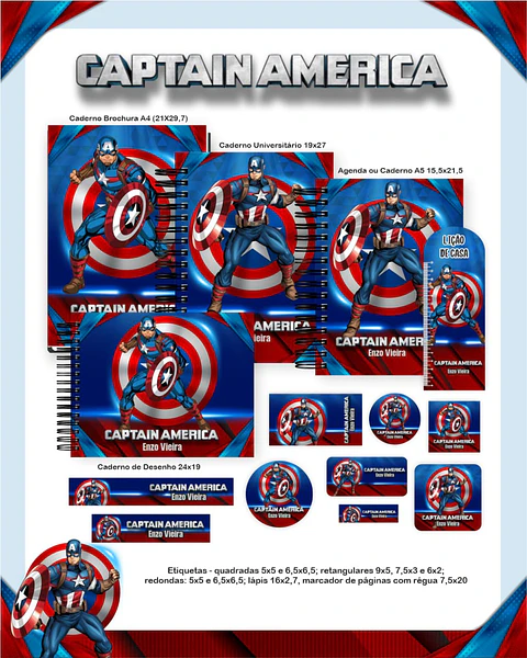 Arquivo Digital Pack Escolar 2.0 2026 Capitão America
