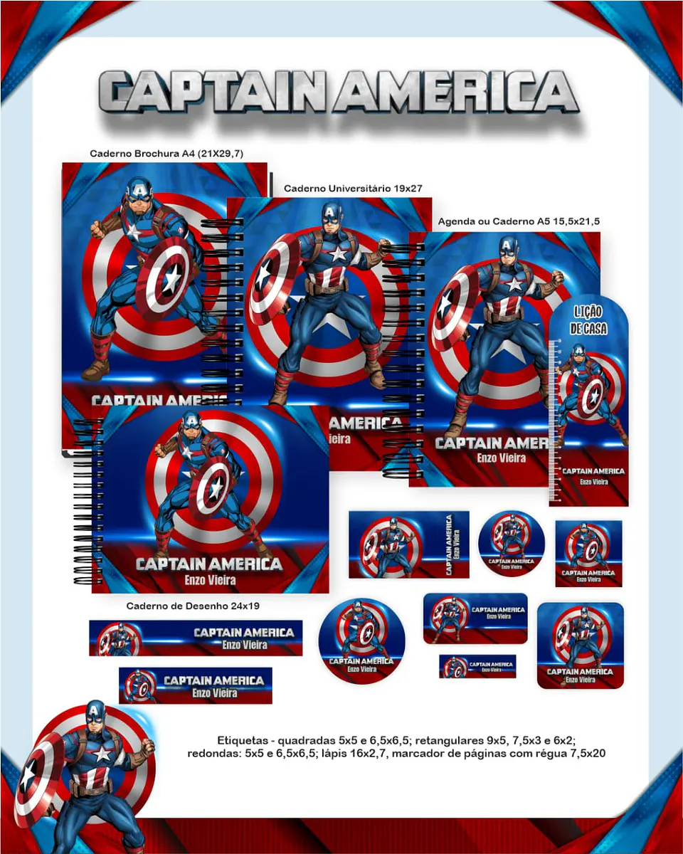 Arquivo Digital Pack Escolar 2.0 2026 Capitão America 1