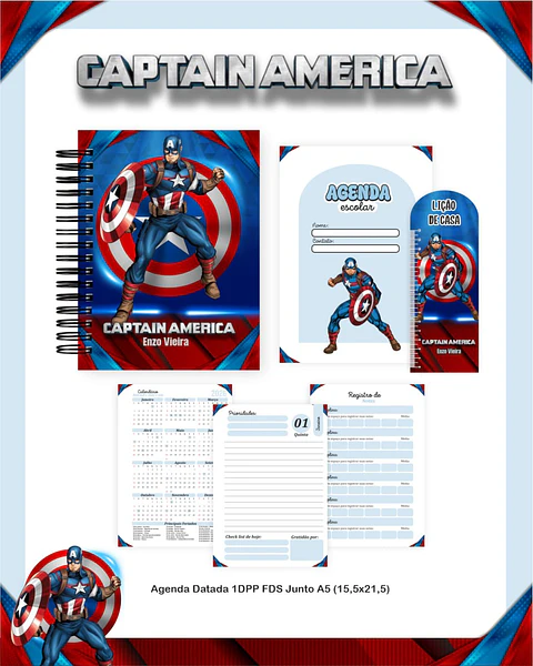 Arquivo Digital Pack Escolar 2.0 2026 Capitão America