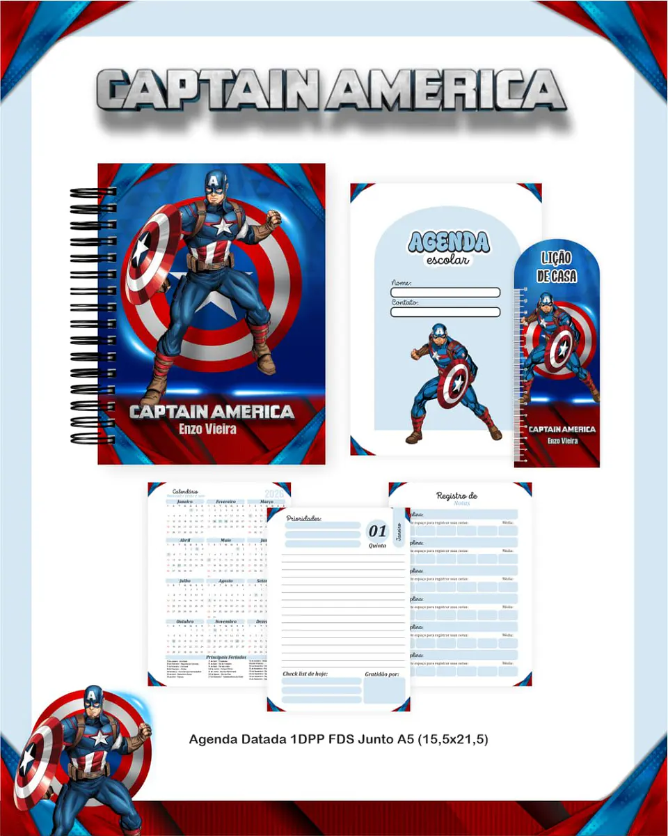 Arquivo Digital Pack Escolar 2.0 2026 Capitão America 2