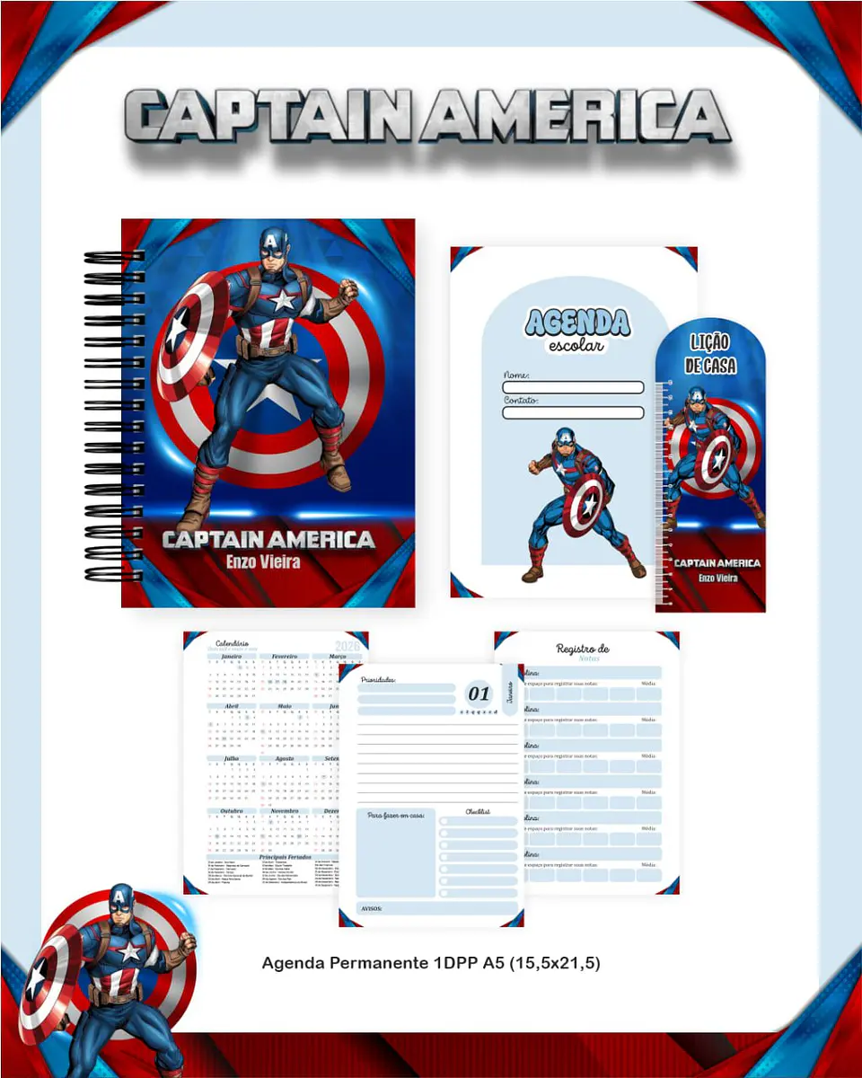 Arquivo Digital Pack Escolar 2.0 2026 Capitão America 3