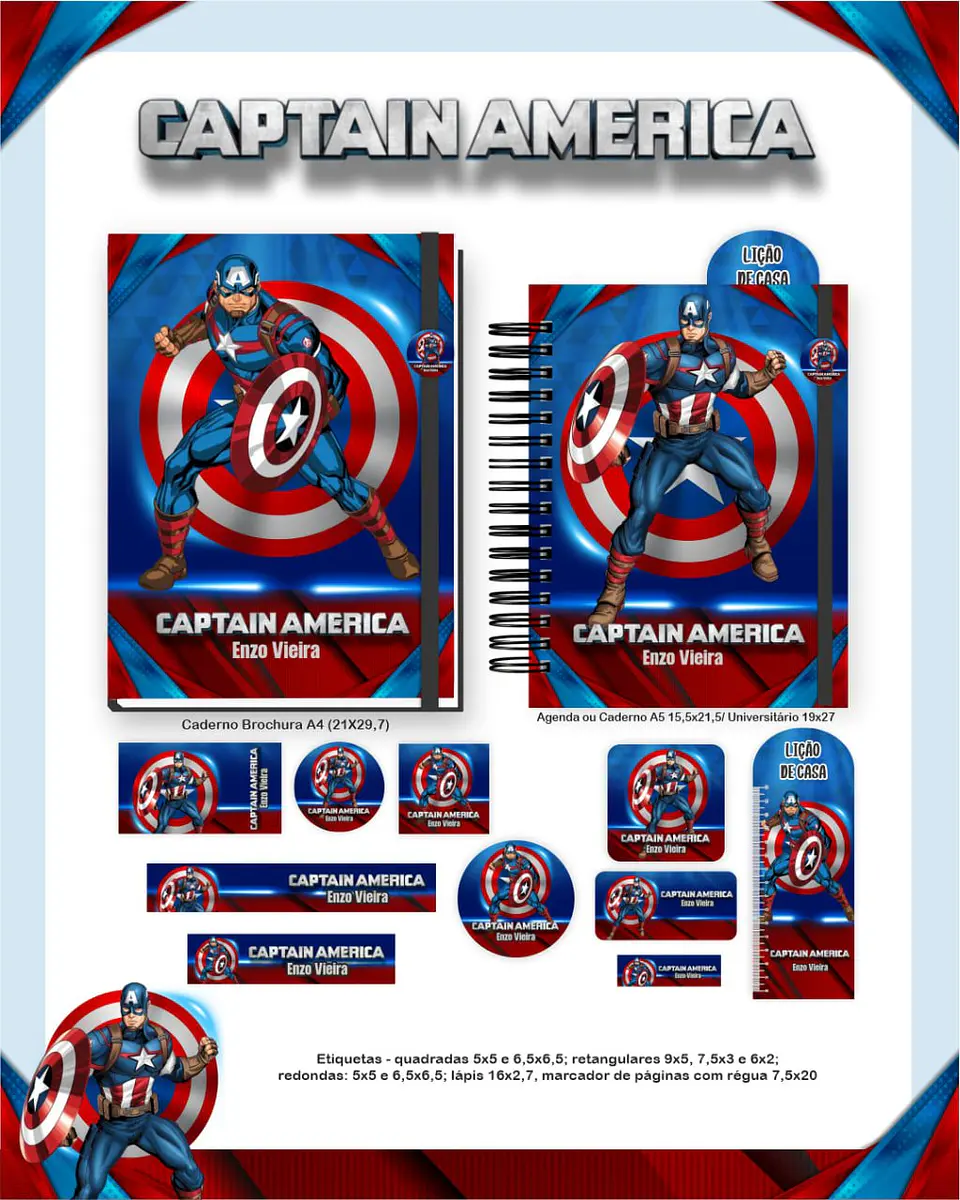 Arquivo Digital Pack Escolar 2.0 2026 Capitão America 4