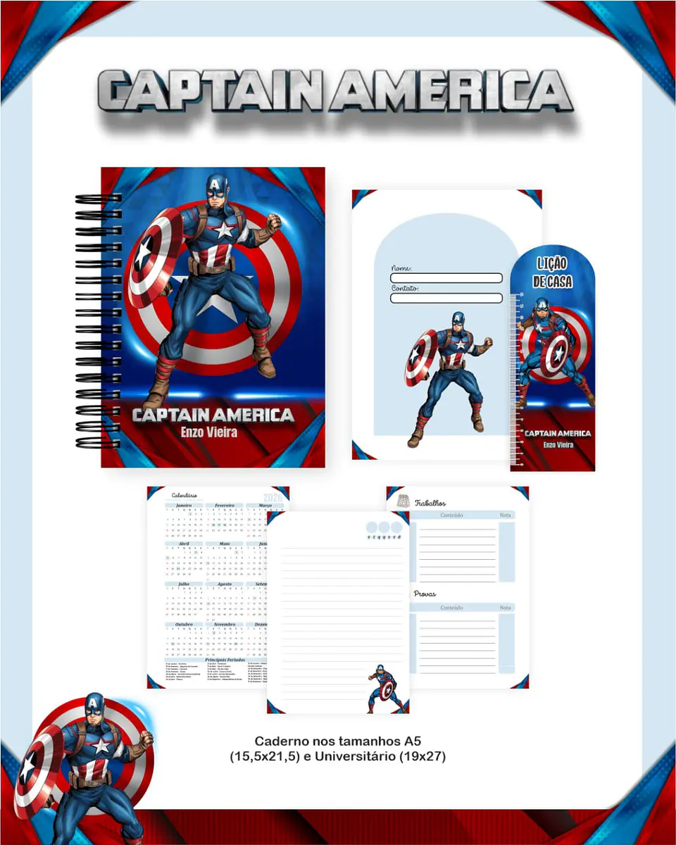 Arquivo Digital Pack Escolar 2.0 2026 Capitão America 5