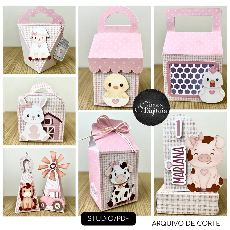 Arquivo de Corte Kit Festa Fazendinha Rosa 1