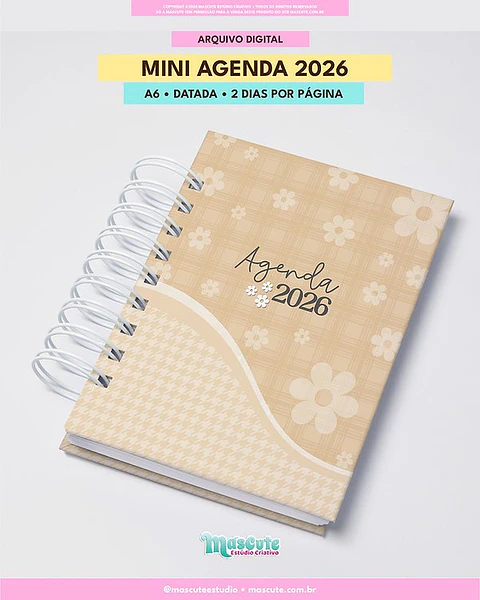 Arquivo Digital Mini Agenda Datada 2026 A6 2DPP