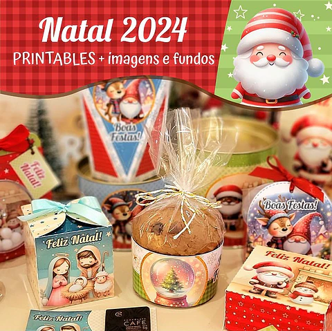 Arquivo de Corte Kit Printables + Imagens e Fundos Natal