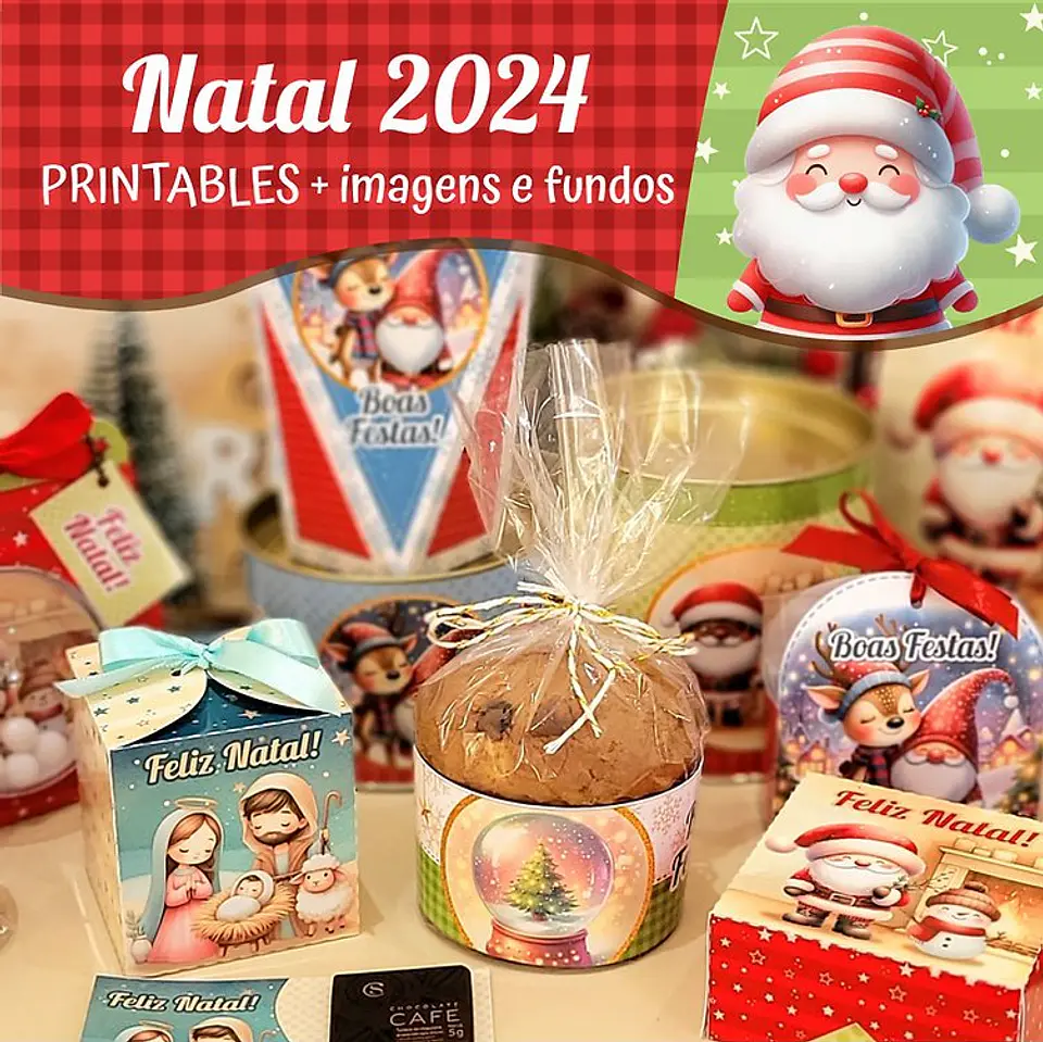 Arquivo de Corte Kit Printables + Imagens e Fundos Natal 1