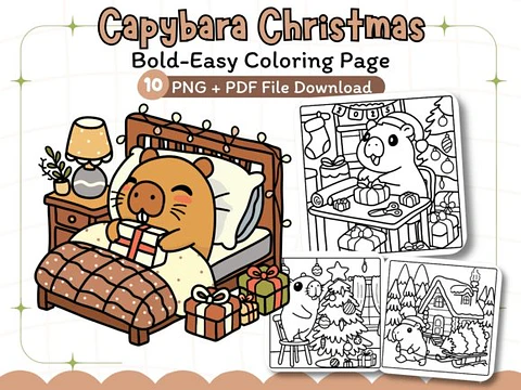 Arquivo Digital Livro de Colorir Capivara Natal